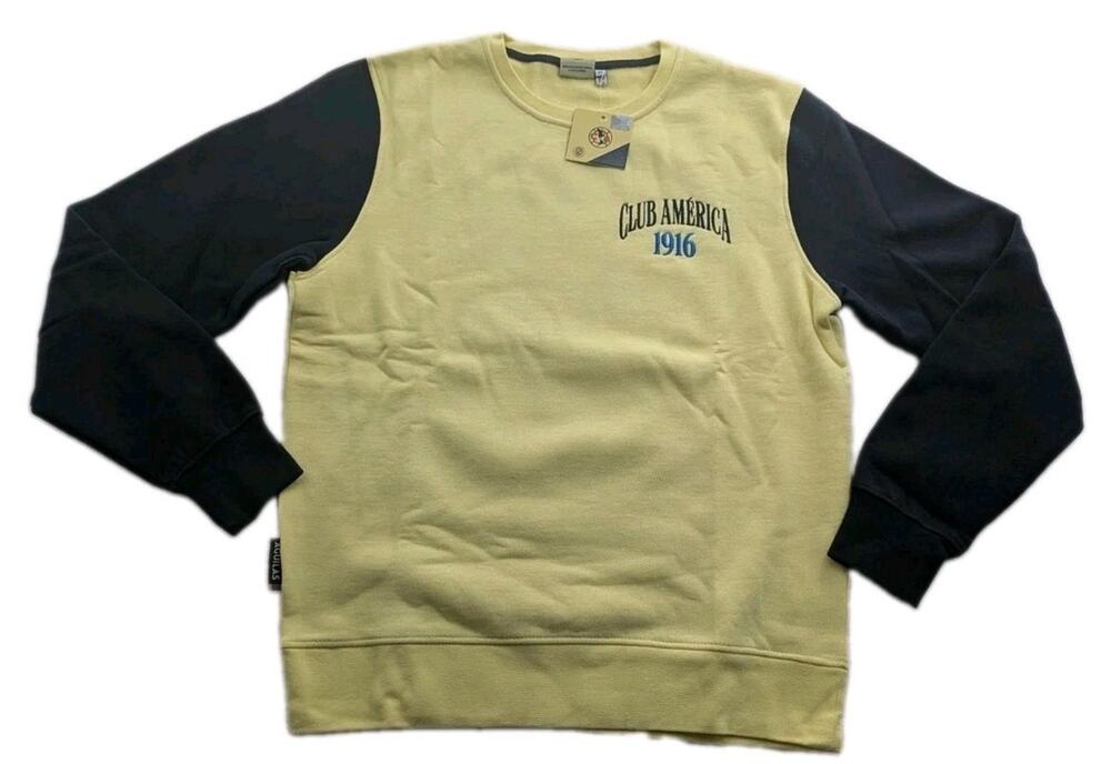 Club America 1916 Aguilas Mens Medium Yellow Soccer Pullover Fleece Sweatshirt